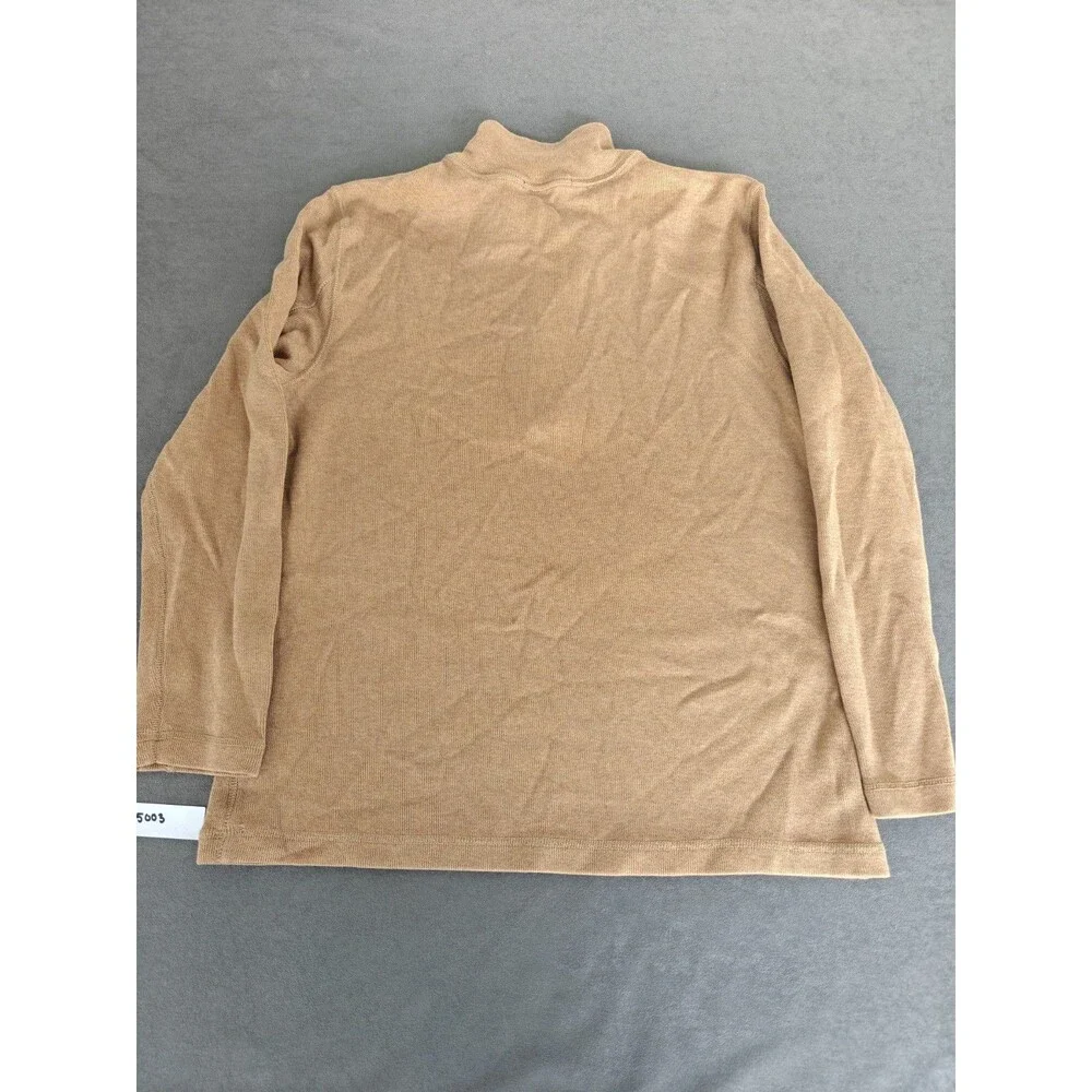 Banana Republic Mens Medium 1/4 Zip Sweater Tan Cotton Knit Pullover Mock Neck